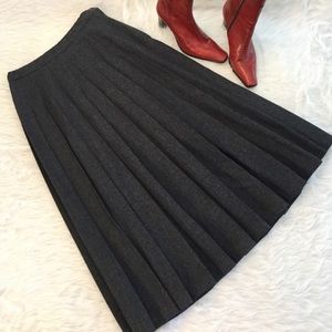 Pendleton Vintage Gray Pleated Wool Midi Skirt
